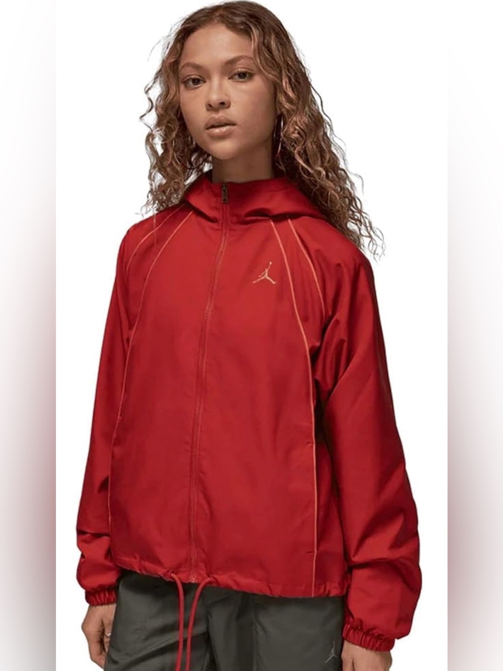 New Womens Nike Air Jordan Woven Lined Dune Red Active Rain Jacket Size Small